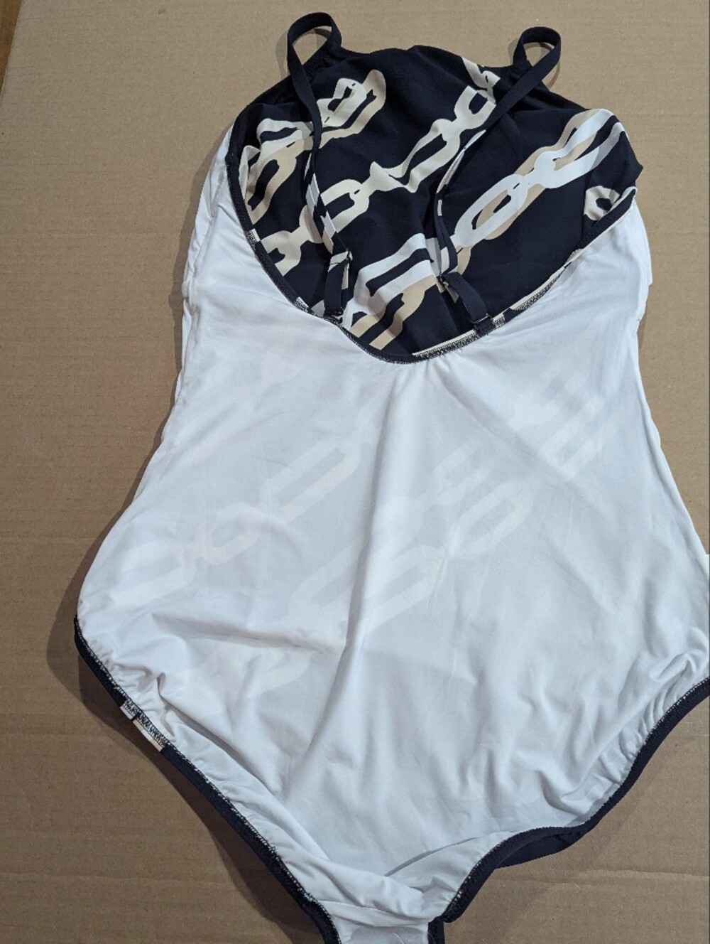 Gottex Black White Cream Chain Pattern One Piece Swim Suit Sz 16 *NWOT - Picture 13 of 16